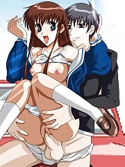 Busty anime nymphos go wild and get deep dicked