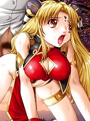 Sexy hentai babe takes on two big veiny cocks