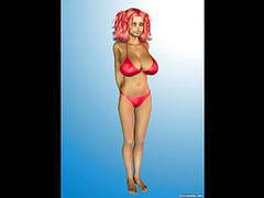 Lingerie Mania presents: 3d redhead with huge tits in a red bikini