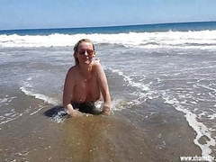 Lingerie Mania presents: The beach whore for everyone on gran canaria uncut