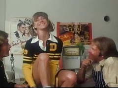 Lingerie Mania presents: Marilyn chambers as a cheerleader takes on 2 guys