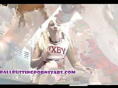 Lingerie Mania presents: Coco velvett blonde cheerleader femdom ballbusting blowjob