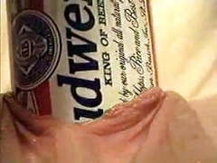 Lingerie Mania presents: Extreme object insertion using a budweiser beer can