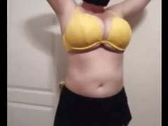 Lingerie Mania presents: 36 g saggy tits bbw milf lateshay big yellow bra strip