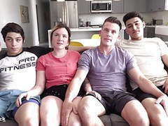 Lingerie Mania presents: Crazy teen 4some. ass splitting huge cock and rimming!