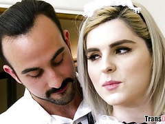 Lingerie Mania presents: Tattooed shemale in maid uniform getting assfucked