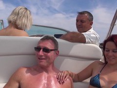Lingerie Mania presents: Hot ass blondie britney drops her clothes for sex on the boat, Group Sex, Hardcore, Outdoor, Reality, Yacht, Foursome, Bikini