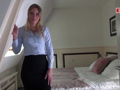 Lingerie Mania presents: German female real estate agent secretary in pantyhose fuck