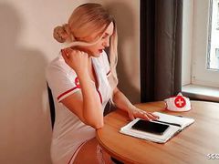 Lingerie Mania presents: German nurse lauren help guy with sex to get a sperm sample