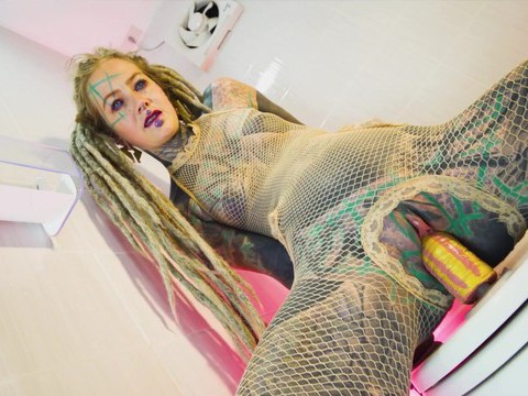 Lingerie Mania presents: Tattooed model anuskatzz fucks her toy