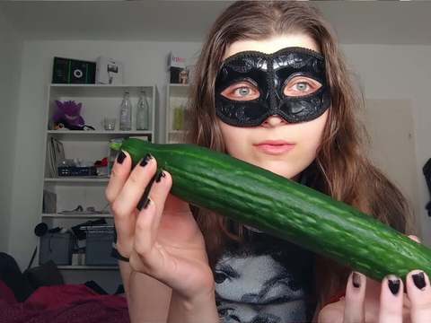 Lingerie Mania presents: 18yo teen fucks huge cucumber!!!  small tits, shy teeny, perfect body  amateur teen