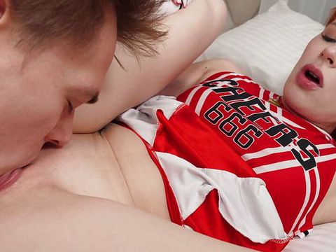 Lingerie Mania presents: Redhead cheerleader bringing steamy fantasies to life together with her bf