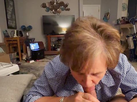 Lingerie Mania presents: Amateur gilf sucking a 40-something's cock