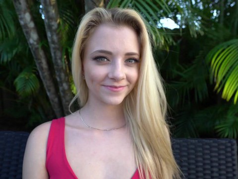 Lingerie Mania presents: Blonde neighbor riley star wants into the pool and offers her pussy