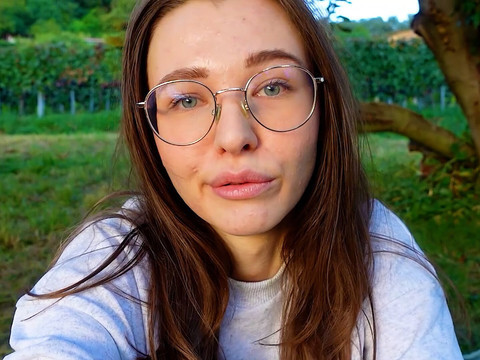 Lingerie Mania presents: Alone? outside on the fields i presnet my huge labia teen pussy and clit