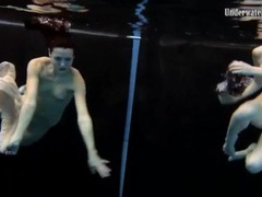 Lingerie Mania presents: Skinny teens swim in the deep pool naked