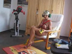 Lingerie Mania presents: Blonde milf changes into a kinky outfit