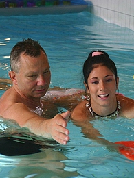 Lingerie Mania presents: Brunette teenage beauty fucked by a horny swim teaching paps