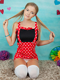 Lingerie Mania presents: This gorgeous naked teen cock gobbler has plenty of fun with revealing her sweet tits and her hot smile