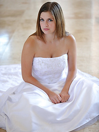 Lingerie Mania presents: Busty glamorous amateur Danielle models wedding gown indoors & by the pool