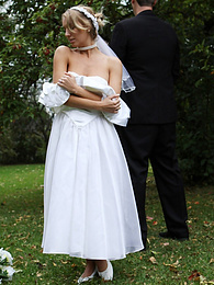 Lingerie Mania presents: Blonde bride Hayley Marie Coppin gets naked on a lawn while taking her vows