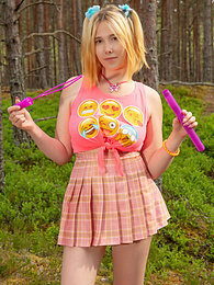 Lingerie Mania presents: Naughty teen girl strips down outdoors exposing her juicy naked body, big tits and hot pussy