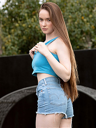 Lingerie Mania presents: Beautiful Brunette Teen Hazel Shows Off Her Hairy Pussy and Masturbates Outdoors.