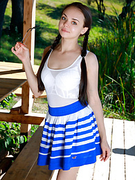 Lingerie Mania presents: Fresh-Faced russian beauty Mia Grandy gets totally naked on a picnic table in a garden